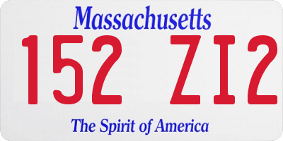 MA license plate 152ZI2