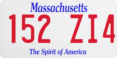 MA license plate 152ZI4