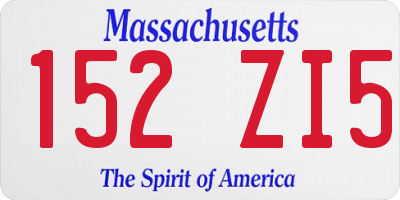 MA license plate 152ZI5