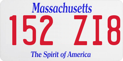 MA license plate 152ZI8