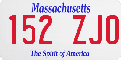 MA license plate 152ZJ0