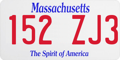 MA license plate 152ZJ3