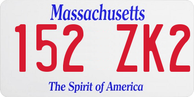 MA license plate 152ZK2