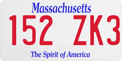 MA license plate 152ZK3