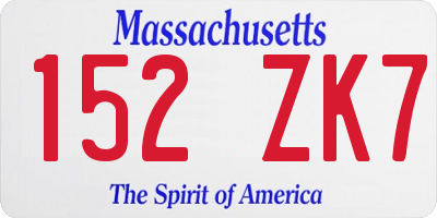 MA license plate 152ZK7