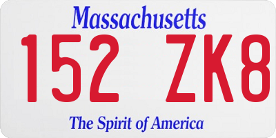 MA license plate 152ZK8