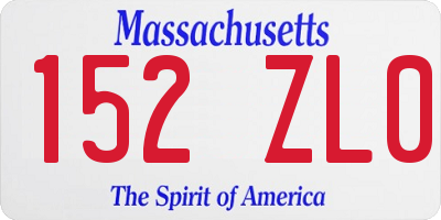 MA license plate 152ZL0