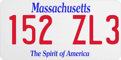 MA license plate 152ZL3