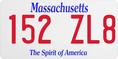MA license plate 152ZL8