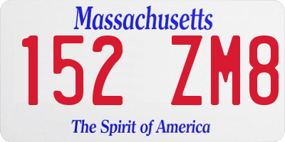 MA license plate 152ZM8