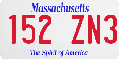 MA license plate 152ZN3