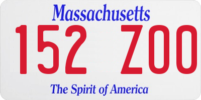 MA license plate 152ZO0