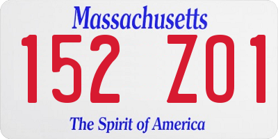 MA license plate 152ZO1