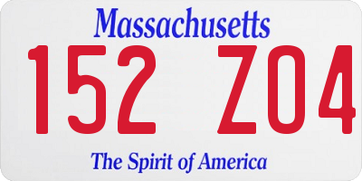 MA license plate 152ZO4