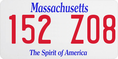 MA license plate 152ZO8