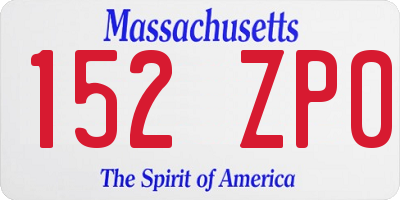 MA license plate 152ZP0