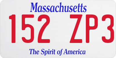 MA license plate 152ZP3