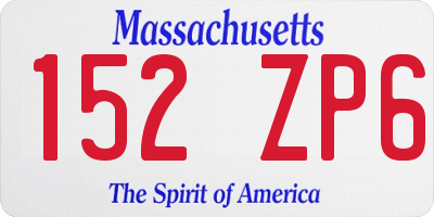MA license plate 152ZP6