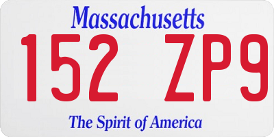 MA license plate 152ZP9