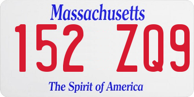 MA license plate 152ZQ9