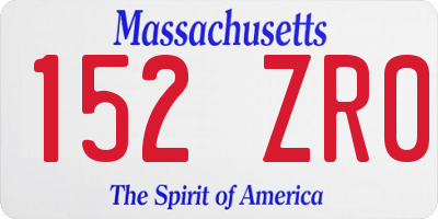 MA license plate 152ZR0