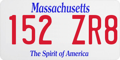 MA license plate 152ZR8
