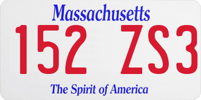MA license plate 152ZS3