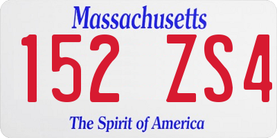 MA license plate 152ZS4