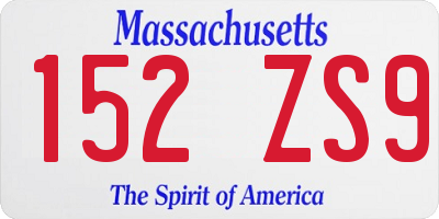 MA license plate 152ZS9