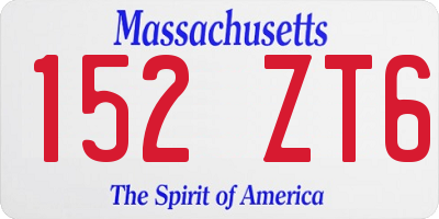 MA license plate 152ZT6