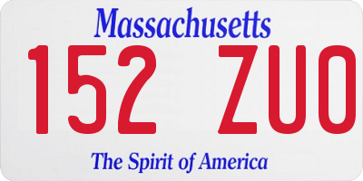 MA license plate 152ZU0