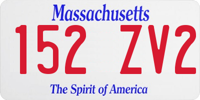 MA license plate 152ZV2