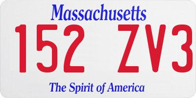MA license plate 152ZV3