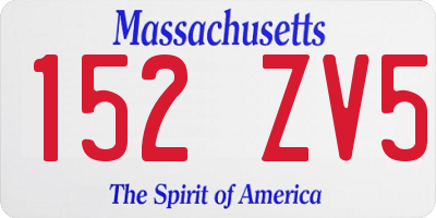 MA license plate 152ZV5