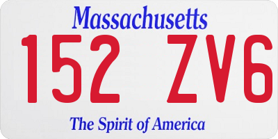 MA license plate 152ZV6