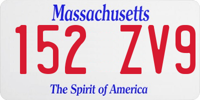 MA license plate 152ZV9