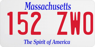 MA license plate 152ZW0