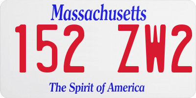 MA license plate 152ZW2