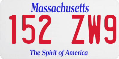 MA license plate 152ZW9