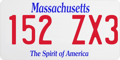 MA license plate 152ZX3