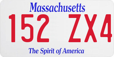 MA license plate 152ZX4