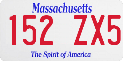 MA license plate 152ZX5