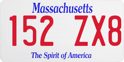 MA license plate 152ZX8
