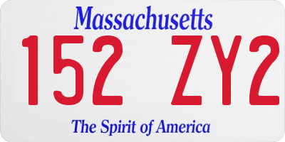 MA license plate 152ZY2