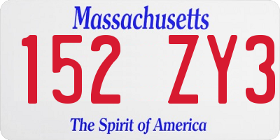 MA license plate 152ZY3