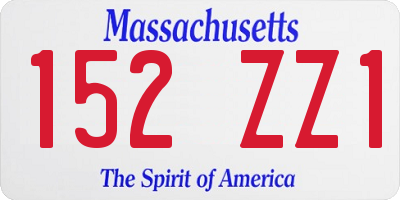 MA license plate 152ZZ1