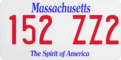 MA license plate 152ZZ2