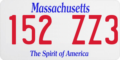 MA license plate 152ZZ3