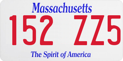 MA license plate 152ZZ5