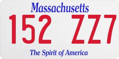 MA license plate 152ZZ7